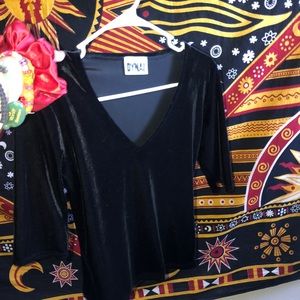 short sleeve black velvet shirt